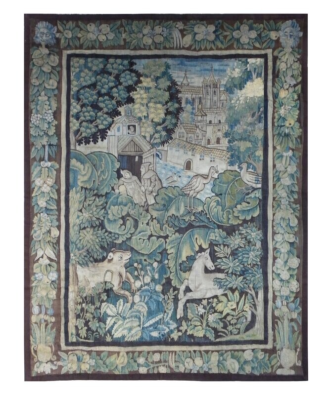 Tapisserie Feuilles de Choux  - Epoque 16e - Dim:2.30LX2.80H