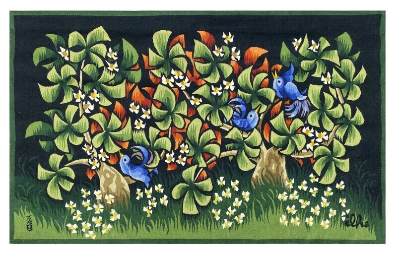 Tapisserie Aubusson de Henry ILHE  - "LA BORDERIE" - Epoque 20e - Dim:1.50Lx0.95H