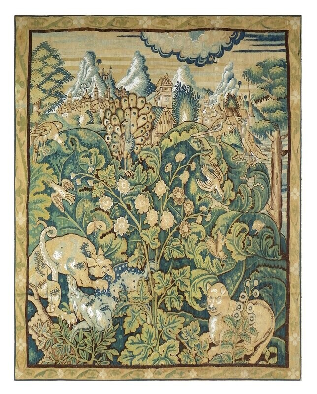 Tapisserie Feuilles de Choux - Atelier de la Marche - Epoque 16e - Dim:2.40Hx2.05L