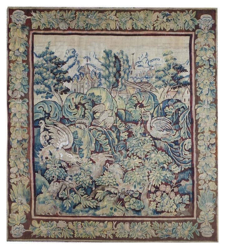 Tapisserie feuilles de choux - Epoque 16e siècle - Dim:L260xH280