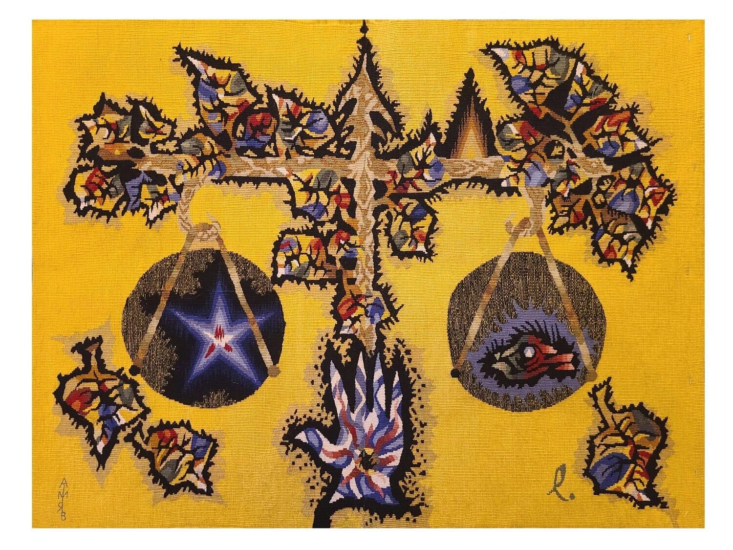 Tapisserie Aubusson de Jean Lurçat - "La Balance" - Epoque 20e - Dim:L98xH72
