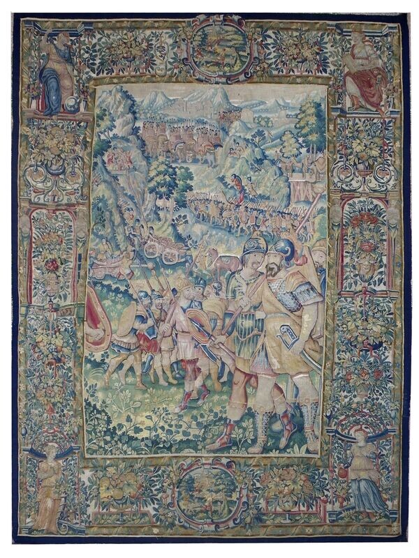 Tapisserie de Bruxelles - Epoque 16e siècle - La Bataille d'Hannibal - Dim:H340x245L