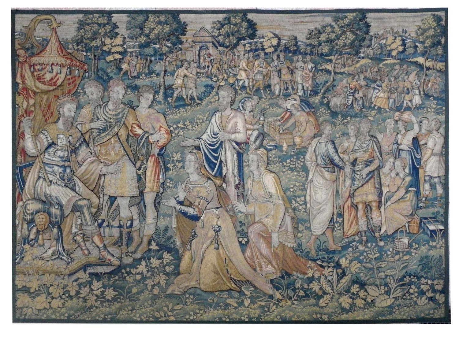 Tapisserie Bruxelles ou d'Enghien - Le pharaon d'Egypte libérant Sarah à Abraham - Epoque 16e - Dim:L340xH250