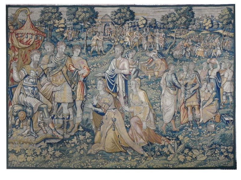 Tapisserie Bruxelles ou d'Enghien - Le pharaon d'Egypte libérant Sarah à Abraham - Epoque 16e - Dim:L340xH250