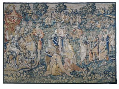 Tapisserie Bruxelles ou d'Enghien - Le pharaon d'Egypte libérant Sarah à Abraham - Epoque 16e - Dim:L340xH250