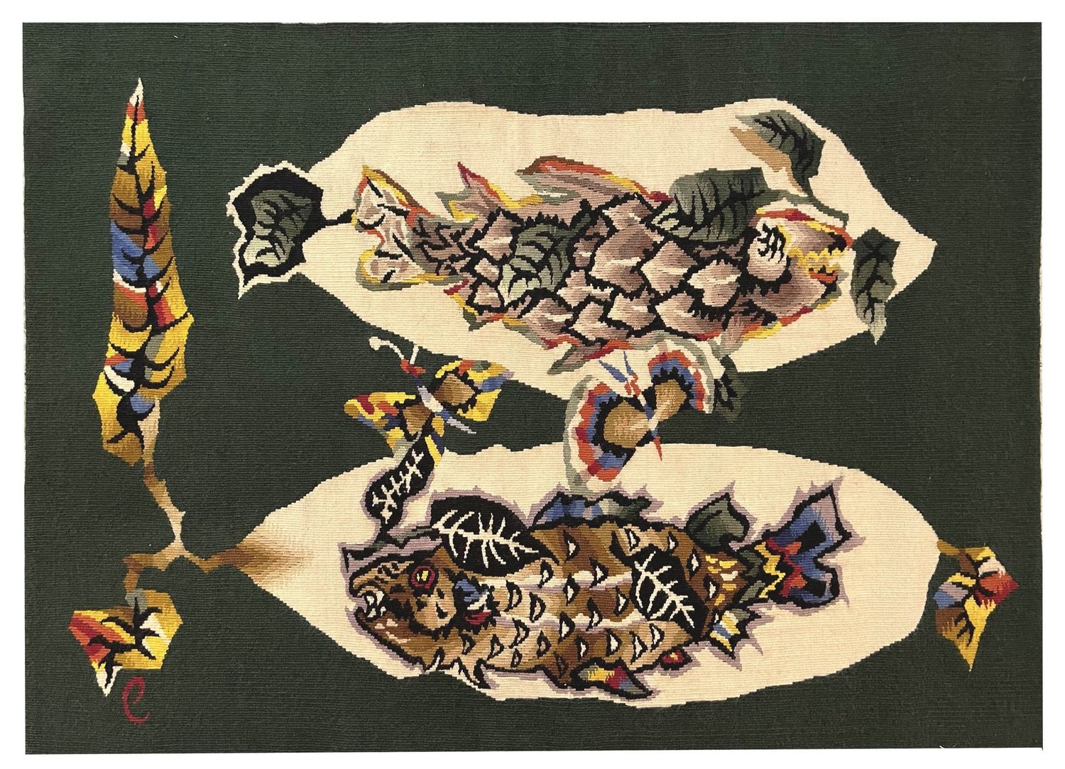 Tapisserie Aubusson de Jean Lurçat - Epoque 20e siècle - Dim:L0.63x0.91H