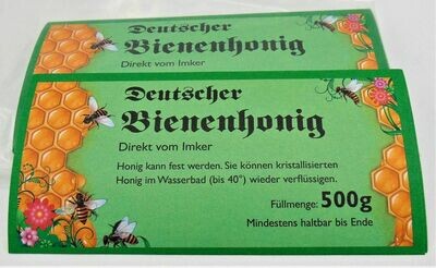 Etiketten Deutscher Bienenhonig - 100 Stück - 500g Glas / Art.-Nr. 431251