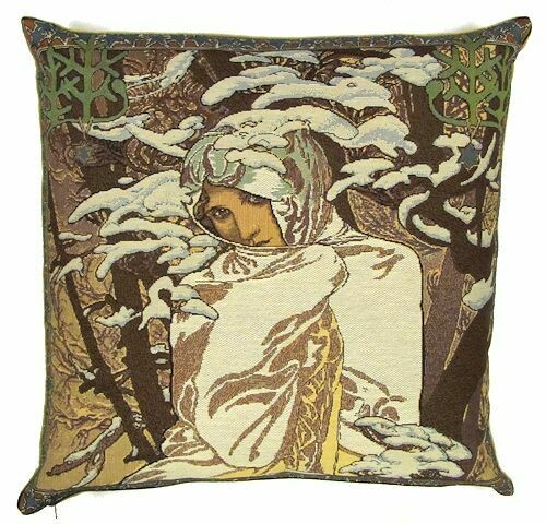 Gobelin pude ALPHONSE MUCHA - WINTER, 45x45cm