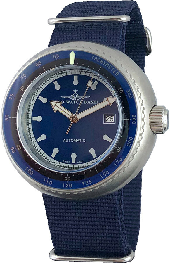 Zeno-Watch - Retro Deep Diver Tachymeter blau, Automatik