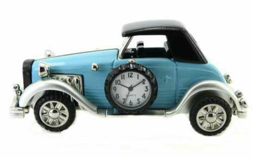 Miniatur-Uhr Quartz Oldtimer blau