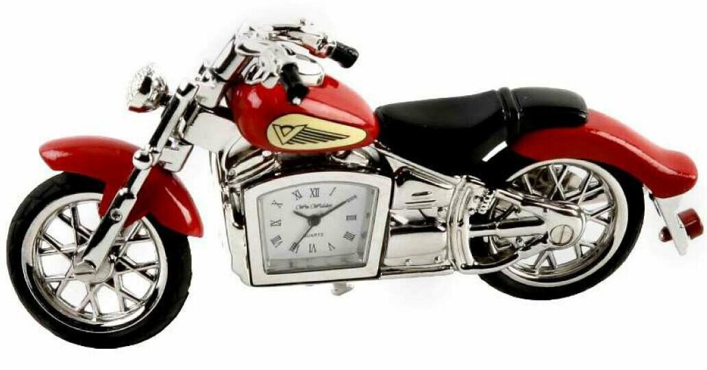 Miniatur-Uhr Quartz Motorrad rot
