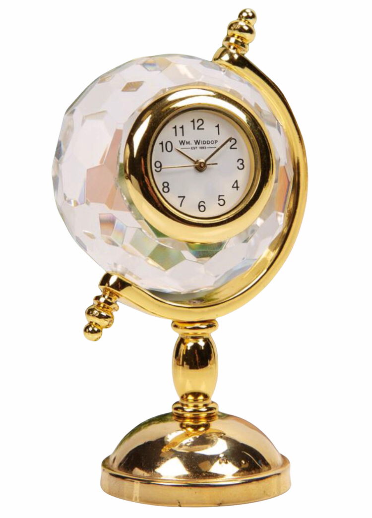 Miniatur-Uhr Quartz Globus (Kristallglas)