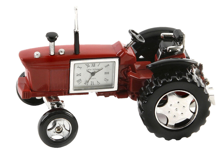 Miniatur-Uhr Quartz Traktor rot
