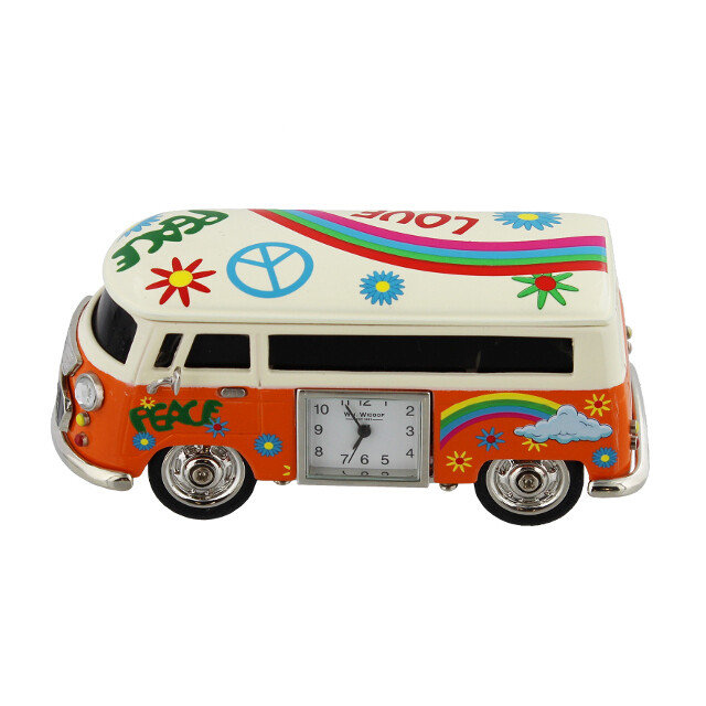 Miniatur-Uhr Quartz Peace Camper orange bemalt