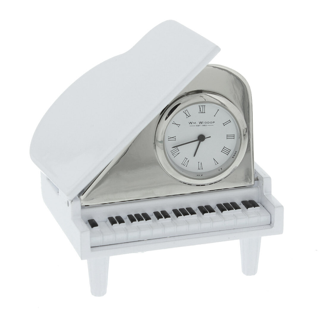 Miniatur-Uhr Quartz Piano weiss