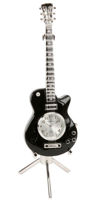 Miniatur-Uhr Quartz Gitarre schwarz