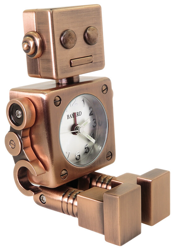 Miniatur-Uhr Quartz Roboter Kupfer mit Wecker