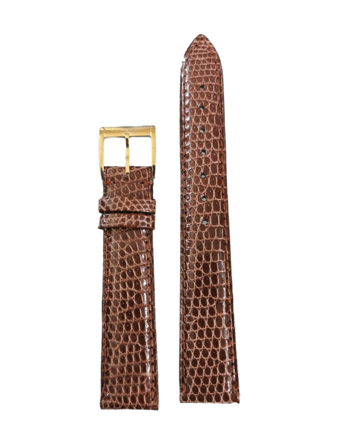 Original Dior Eidechsen Uhrenband, Dunkelbraun, 17 mm Breite