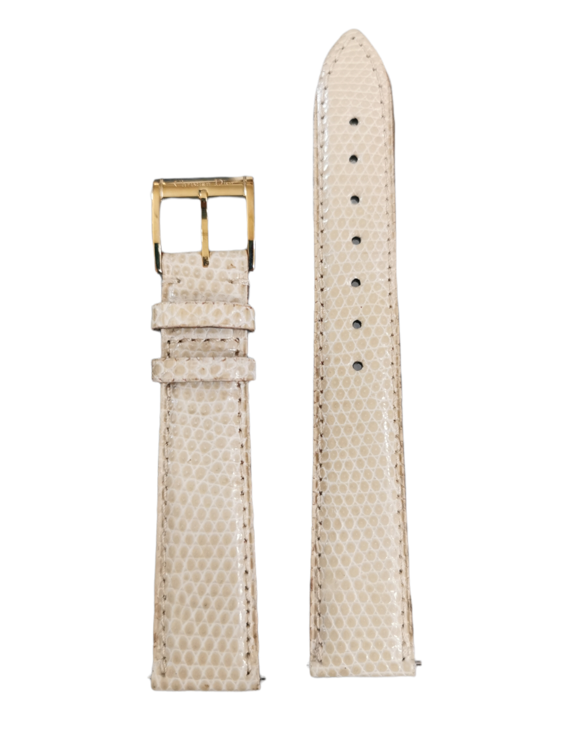Original Dior Eidechsen Uhrenband, Crèmeweiss, 17 mm Breite