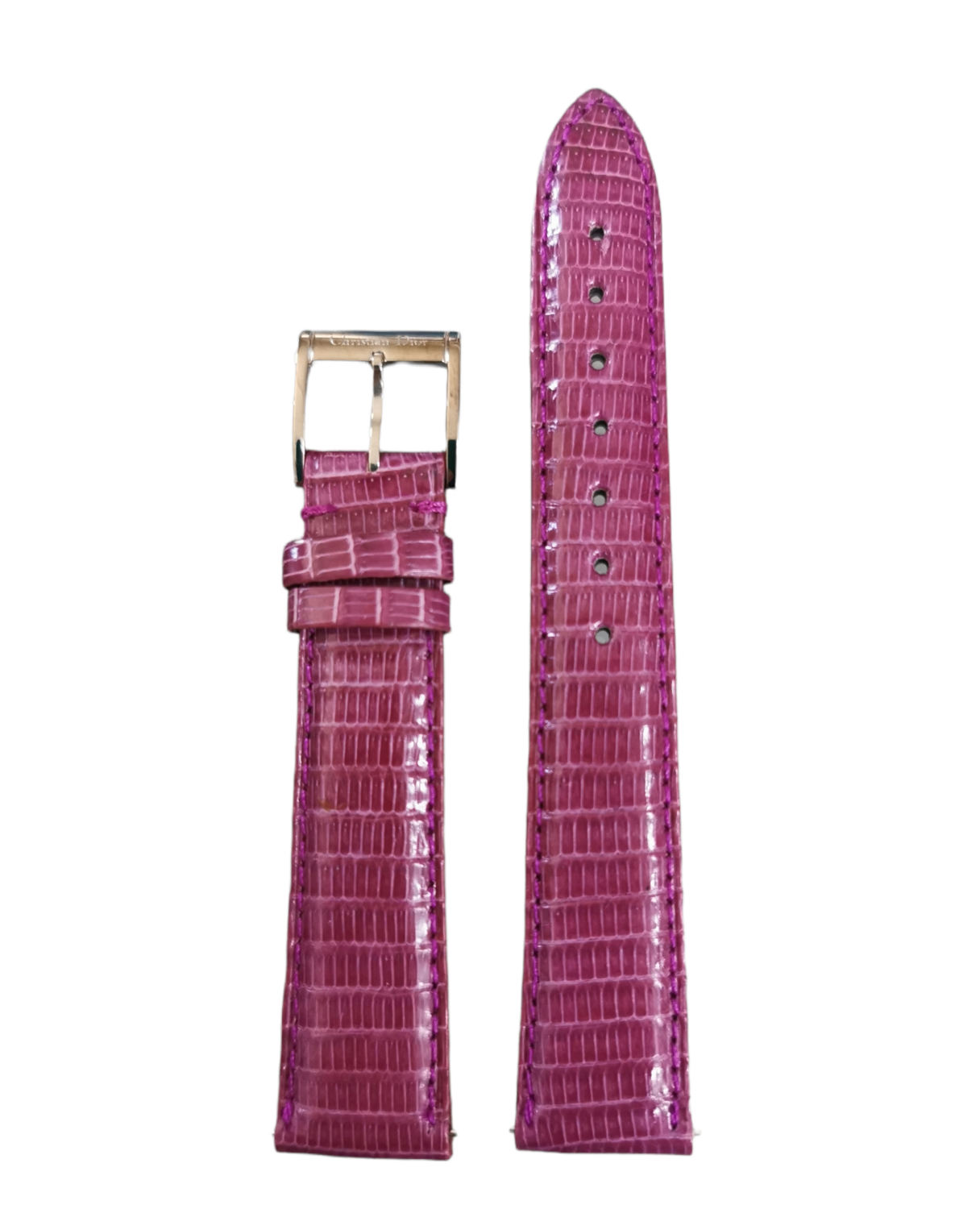 Original Dior Eidechsen Uhrenband, Dunkelrosa, 17 mm Breite