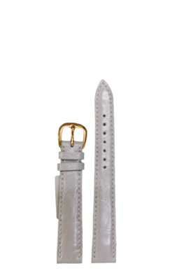 Original Gübelin Uhrenband, Alligator, Metallic Weiss, 14 mm Breite