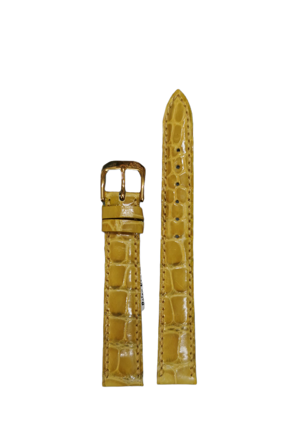 Original Gübelin Uhrenband, Alligator, Full cut steel, Senfgelb, 14 mm Breite