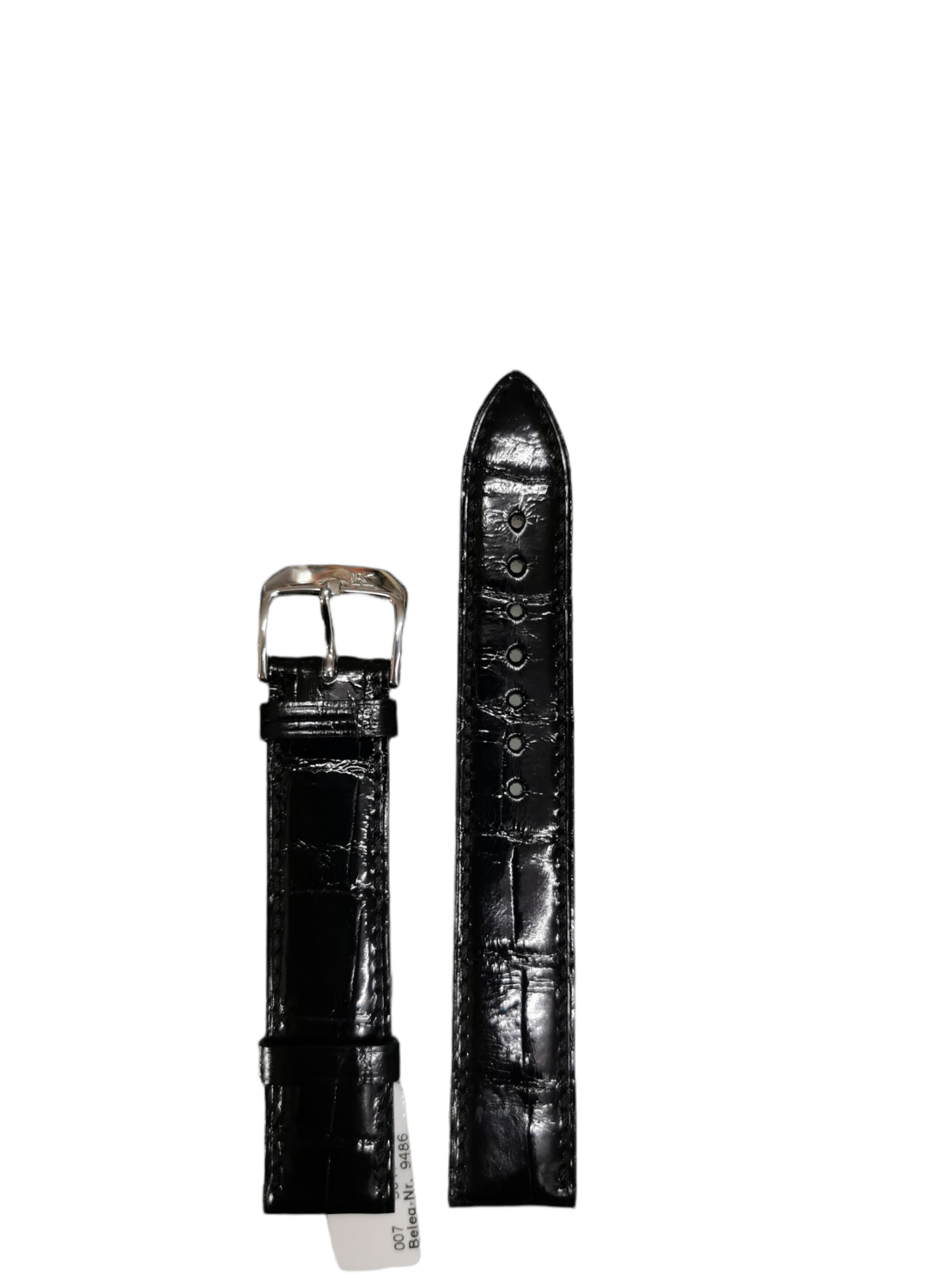 Original Gübelin Uhrenband, Alligator, Full cut steel, Schwarz, 17 mm Breite