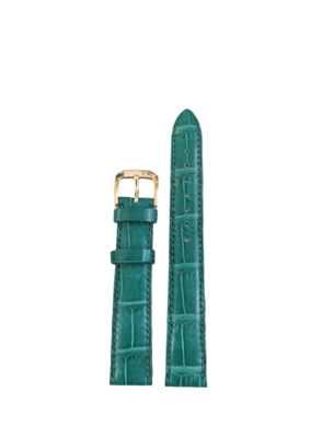 Original Gübelin Uhrenband, Alligator, Fullcut, Handnaht, Mattes Smaragdgrün, 16 mm Breite