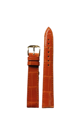 Original Gübelin Uhrenband, Alligator, Full cut, Steal, Tangerine Orange, 16 mm Breite