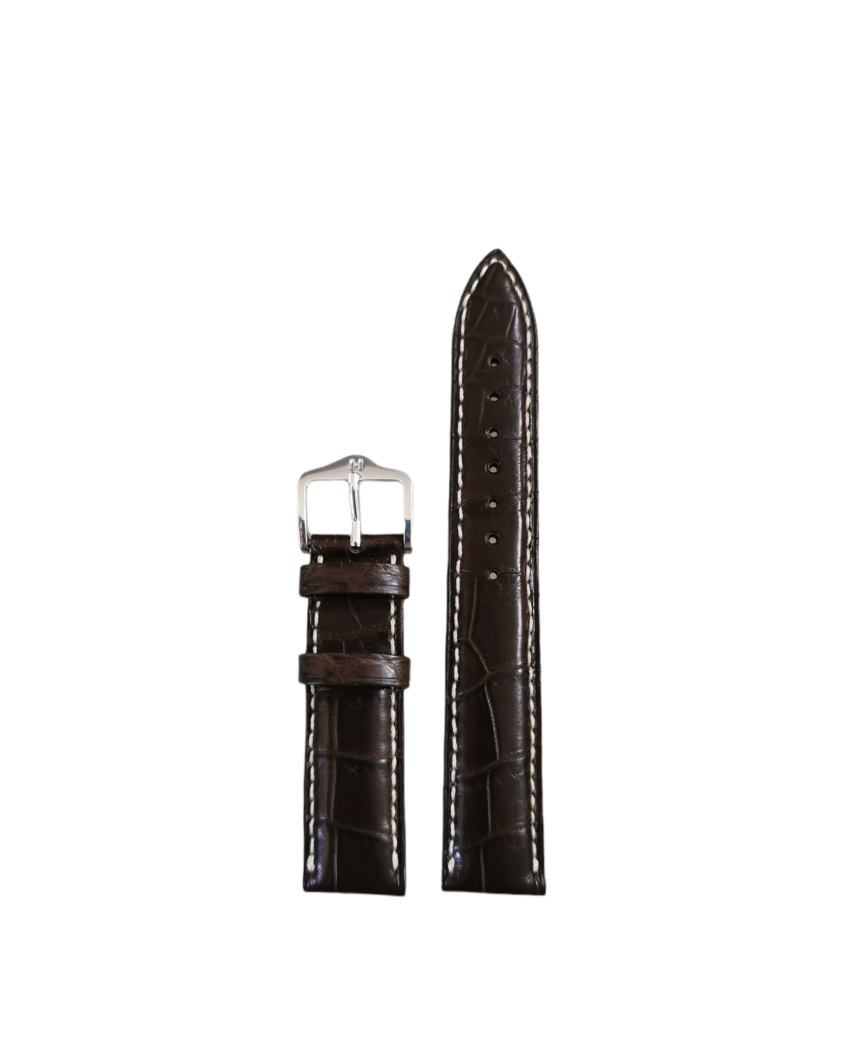 Original Gübelin Uhrenband, Alligator, Mattes Dunkelbraun, 17 mm Breite