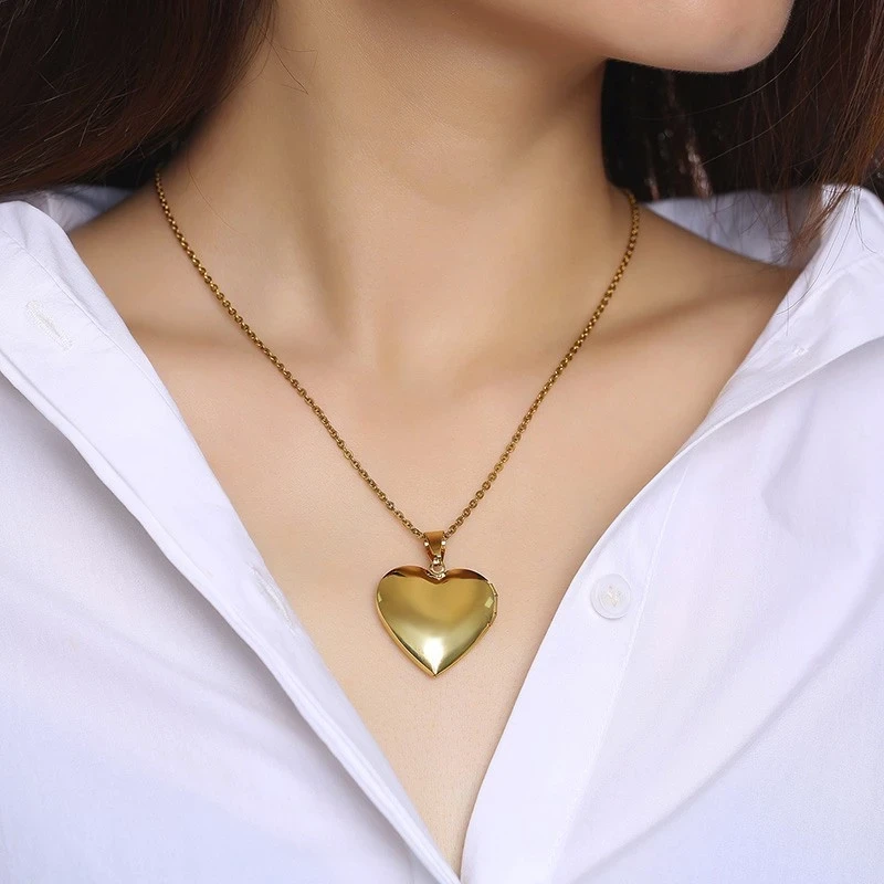 Schmuck Halskette mit Anhänger Herz-Medaillon in gold oder silber