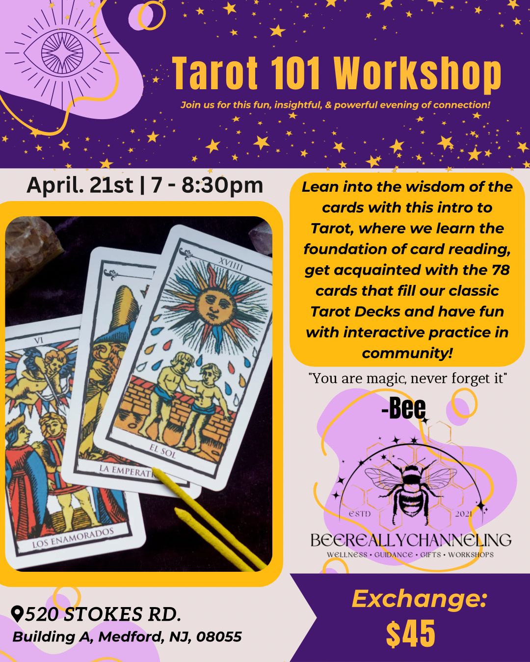 Tarot 101 Workshop~ 4.21 ~ (7 - 8:30pm)