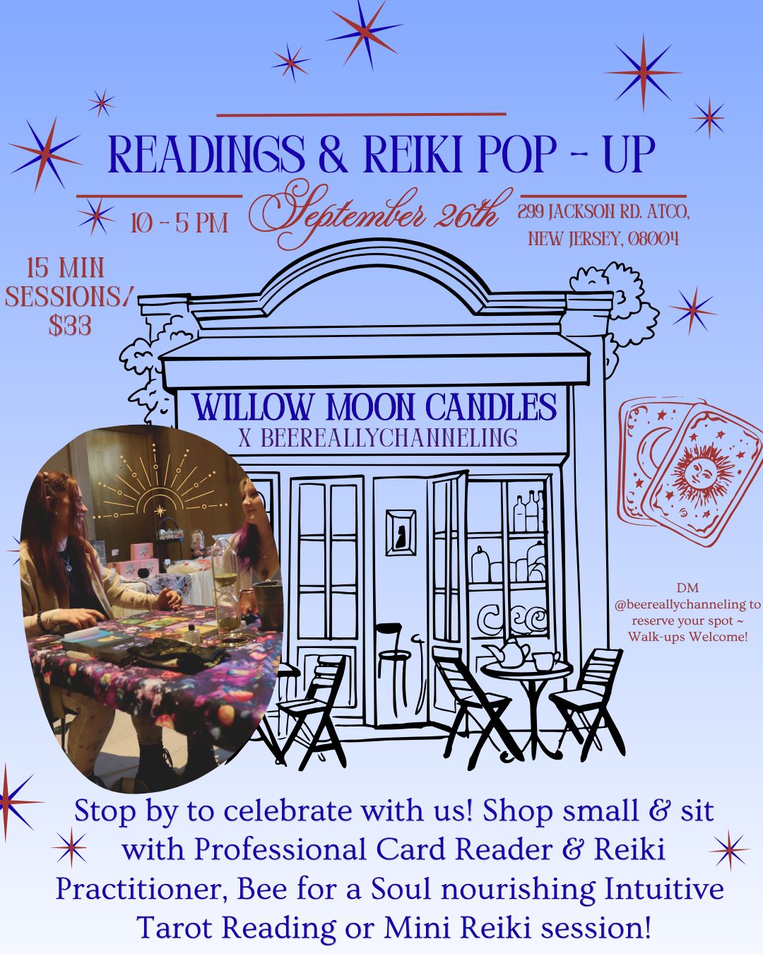 Readings &amp; Reiki POP-UP at Willow Moon Candles | 9.26 | Atco, NJ | 11-3 pm