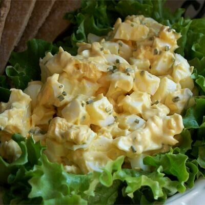 Homemade Egg Salad (Gluten-Free) served on Lettuce
