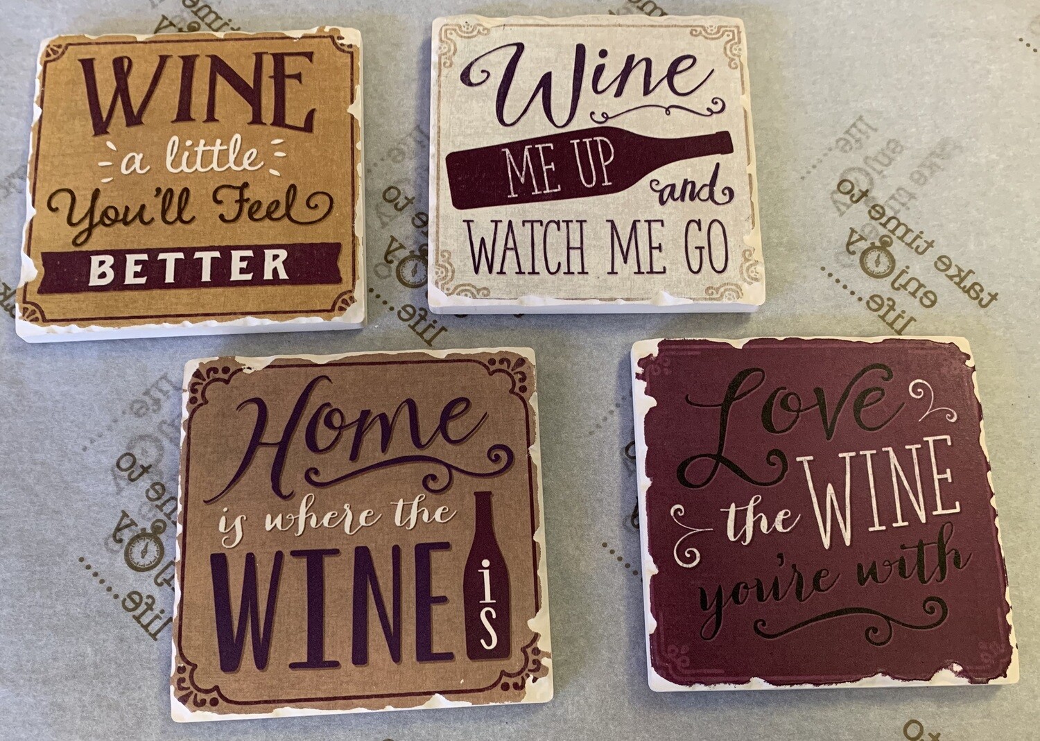 Assorted Wine Coasters - Tan (4 pack)