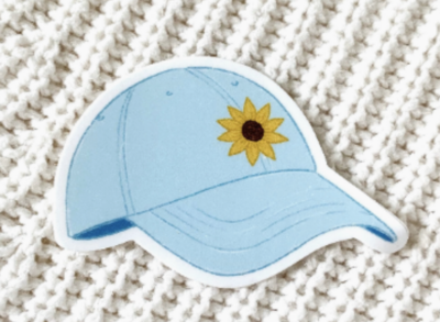 Light Blue Baseball Hat Sticker