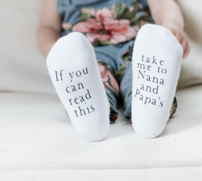 Take Me to Nana and Papa's Baby Sock