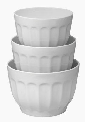 3 Piece Latte Melamine Mixing Bowl - White