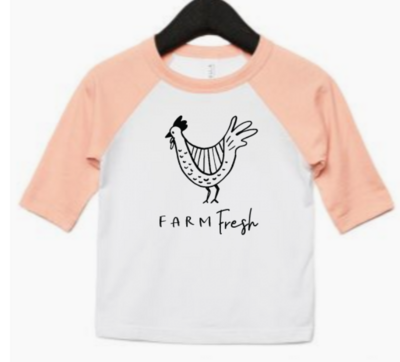 Farm Fresh Chicken Toddler Baseball Shirt