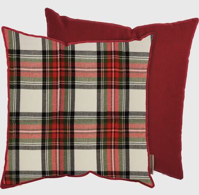 Cream Plaid Pillow