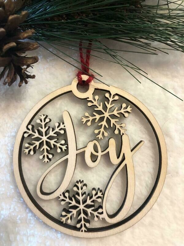 Christmas Ornament- Snowflake Design -Joy ( Script)