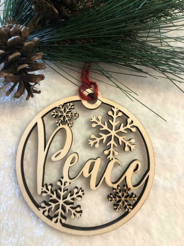Christmas Ornament- Snowflake Design - Peace