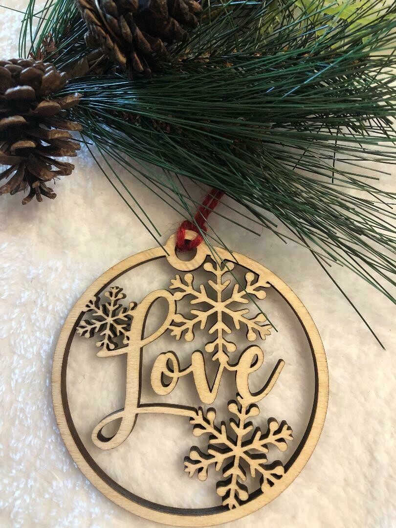 Christmas Ornament-Snowflake Design-Love