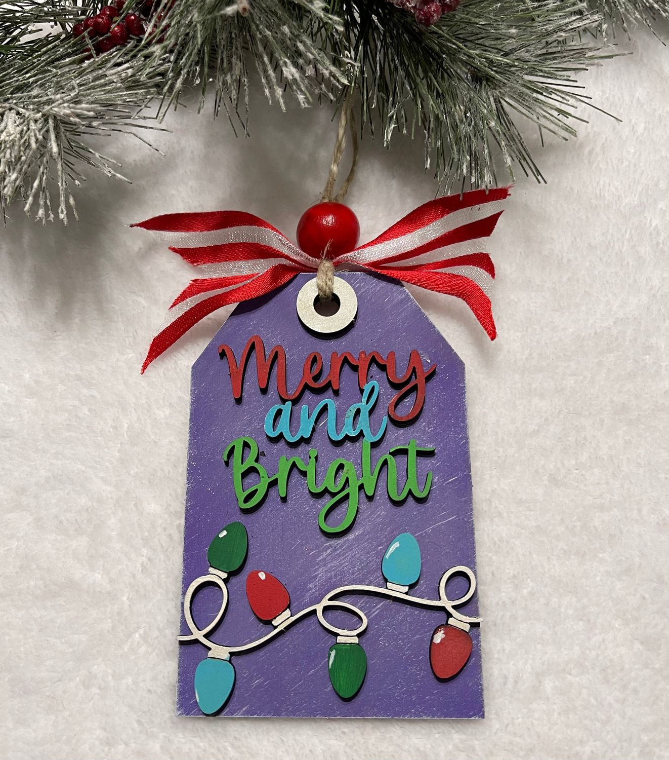 DIY Ornament Gift Tag Gift Card Holder Merry and Bright