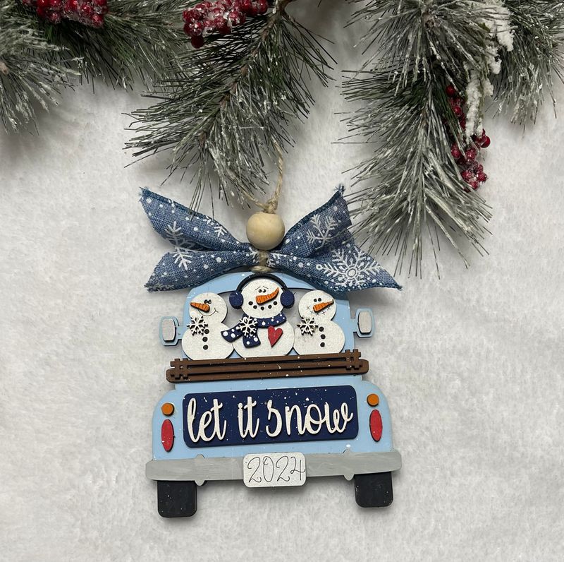 DIY Vintage Truck Christmas Ornament Let It Snow