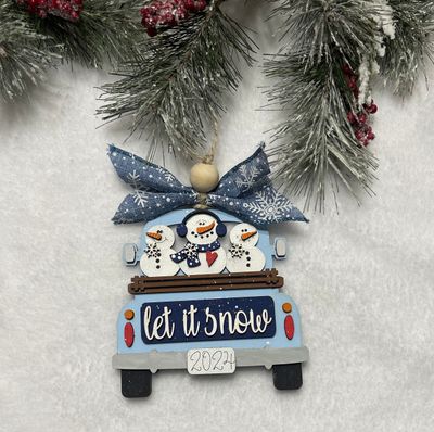 DIY Vintage Truck Christmas Ornament Let It Snow