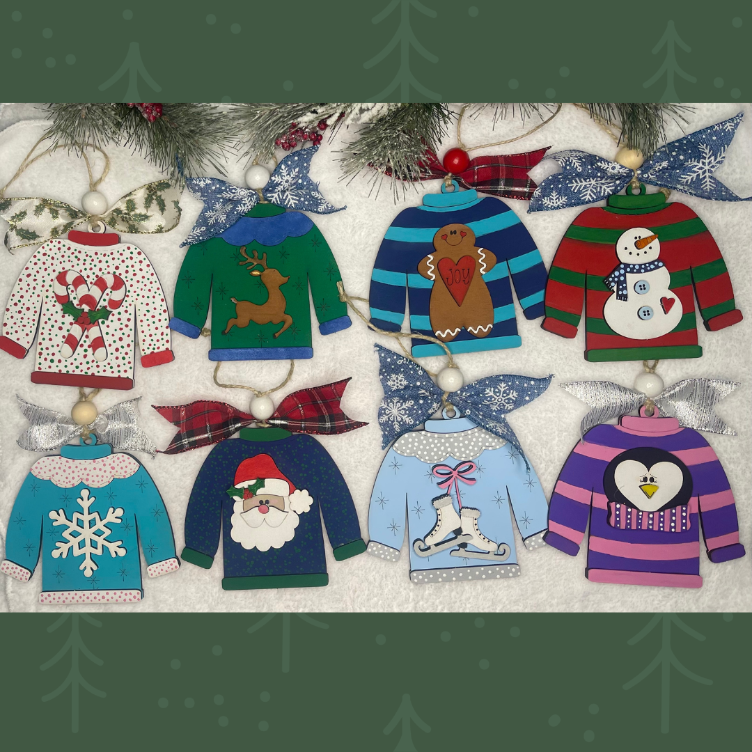DIY Christmas Ugly Sweater Ornament Gift Card Holder Set