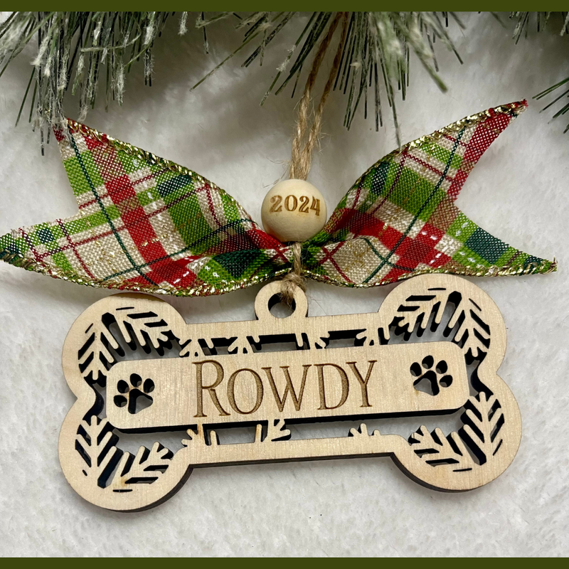 Personalized Dog Bone Ornament; Dog Lover Gift, Dog Mom Gift