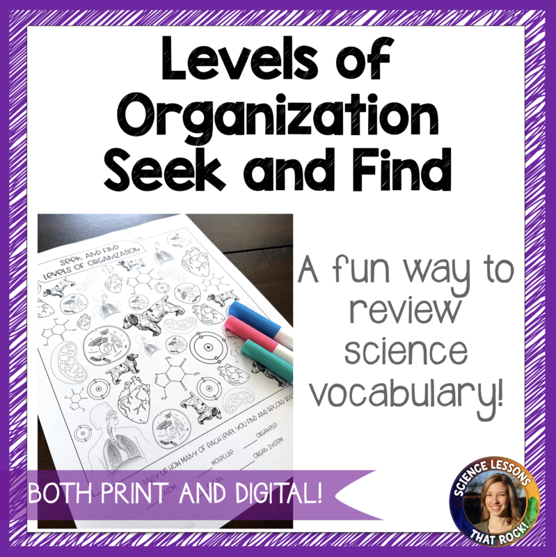 Levels of Biological Organization Seek and Find