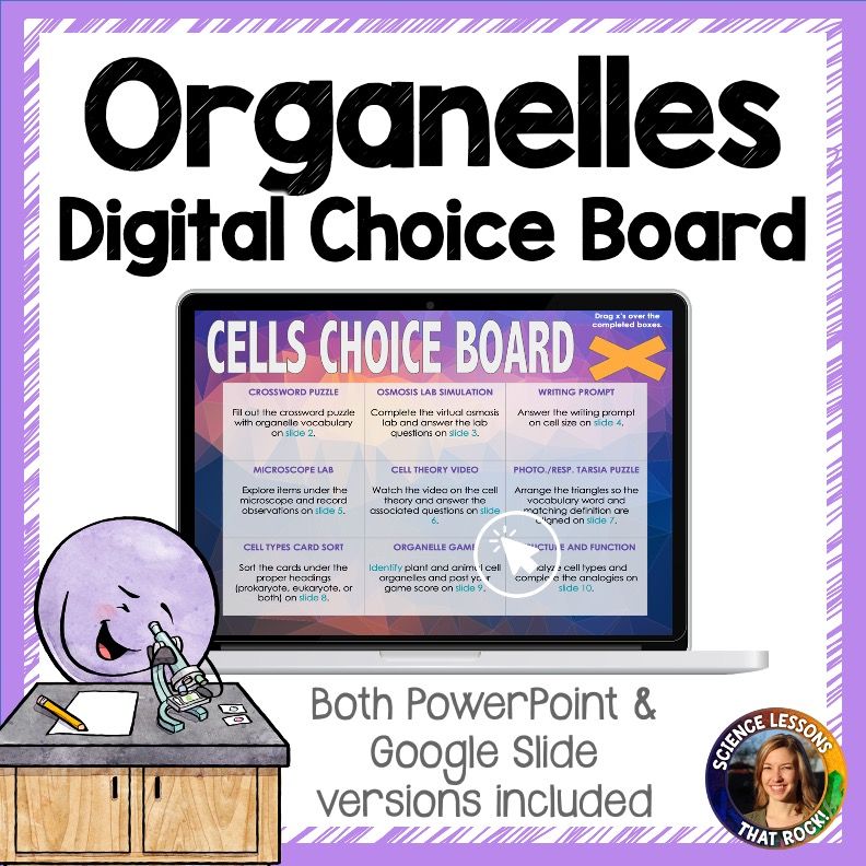 Cell Organelles and Processes Digital Choice Board